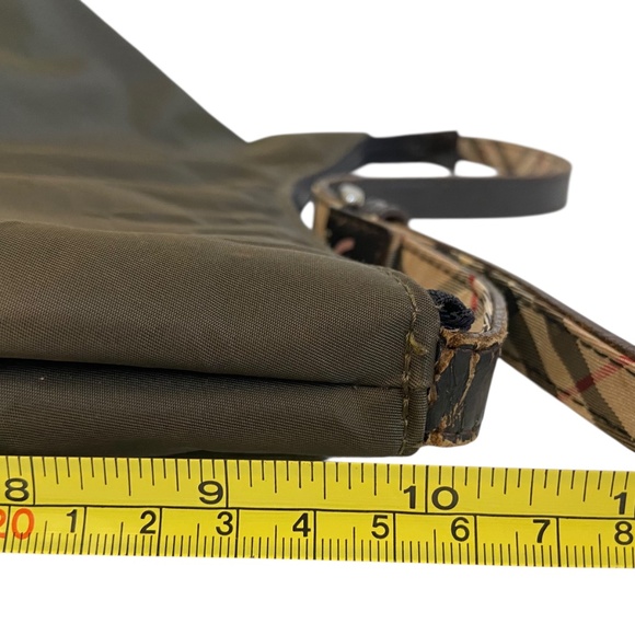 Authentic Burberry Nylon Shoulder Bag – Army Green, Nova Check, Zip Closure - Picture 13 of 16